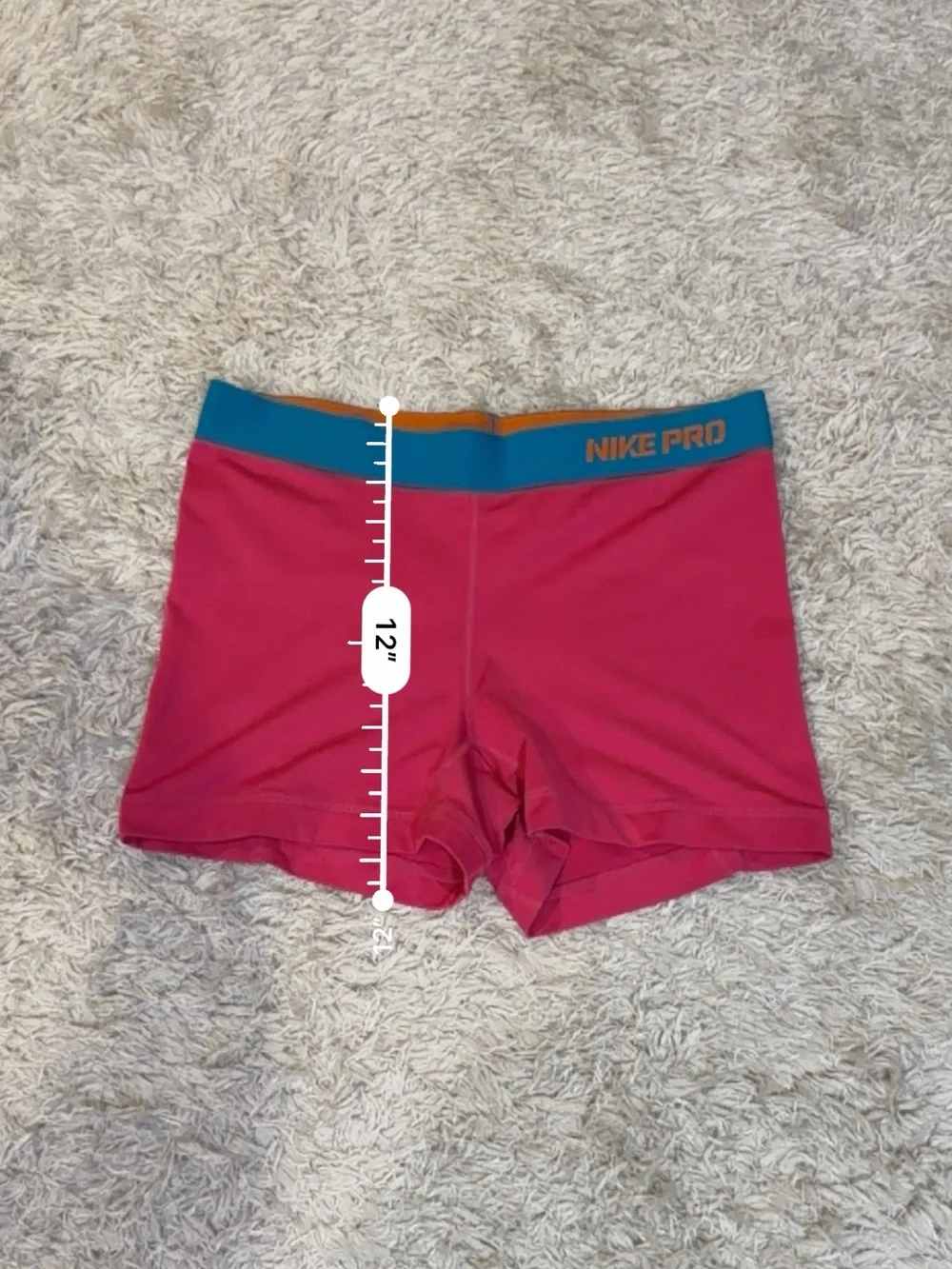 Nike Pro Pink Performance Shorts with Blue Waistband - M